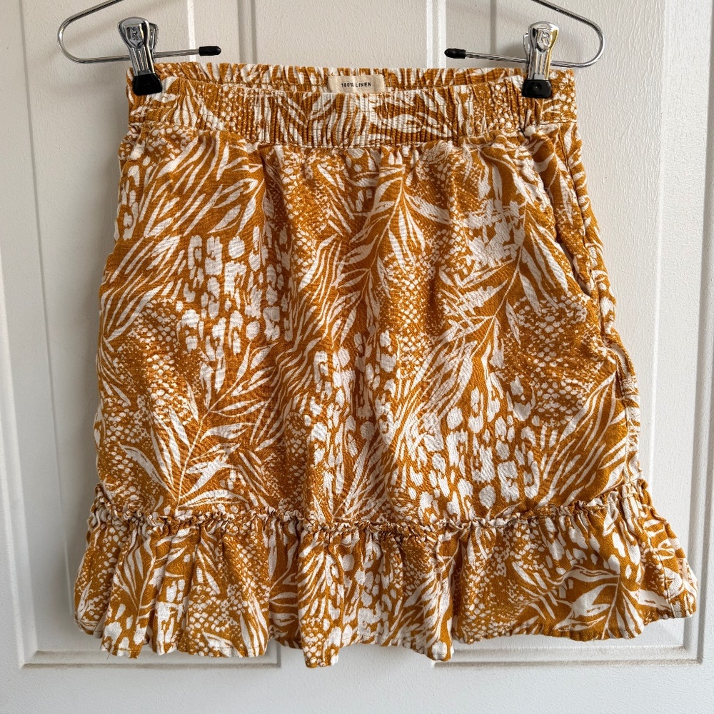 Christian Siriano | Linen Tropical Print Skirt‎ | Size XS